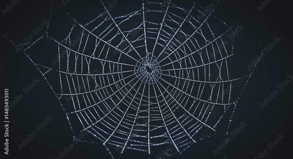 Obraz premium Detailed Close-up of a Dew-Kissed Spiderweb