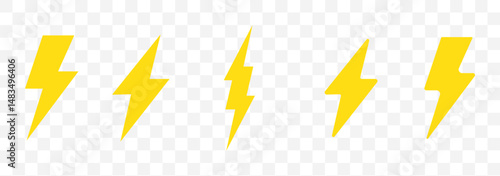 Lightning shapes collection in different styles isolated on Transparent Background. EPS 10.