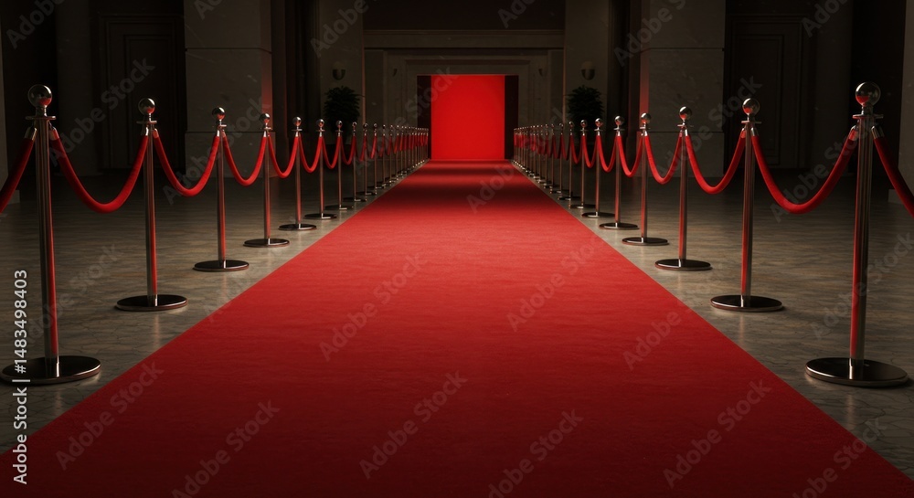 Empty Red Carpet Entrance at a Venue Empty Red Carpet Entrance at a Venue