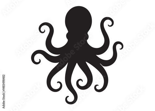 octopus logo silhouette vector design, octopus logo icon silhouette, sea animal vector silhouette, vector silhouette of octopus, octopus vector silhouette logo icon octopus on a white background