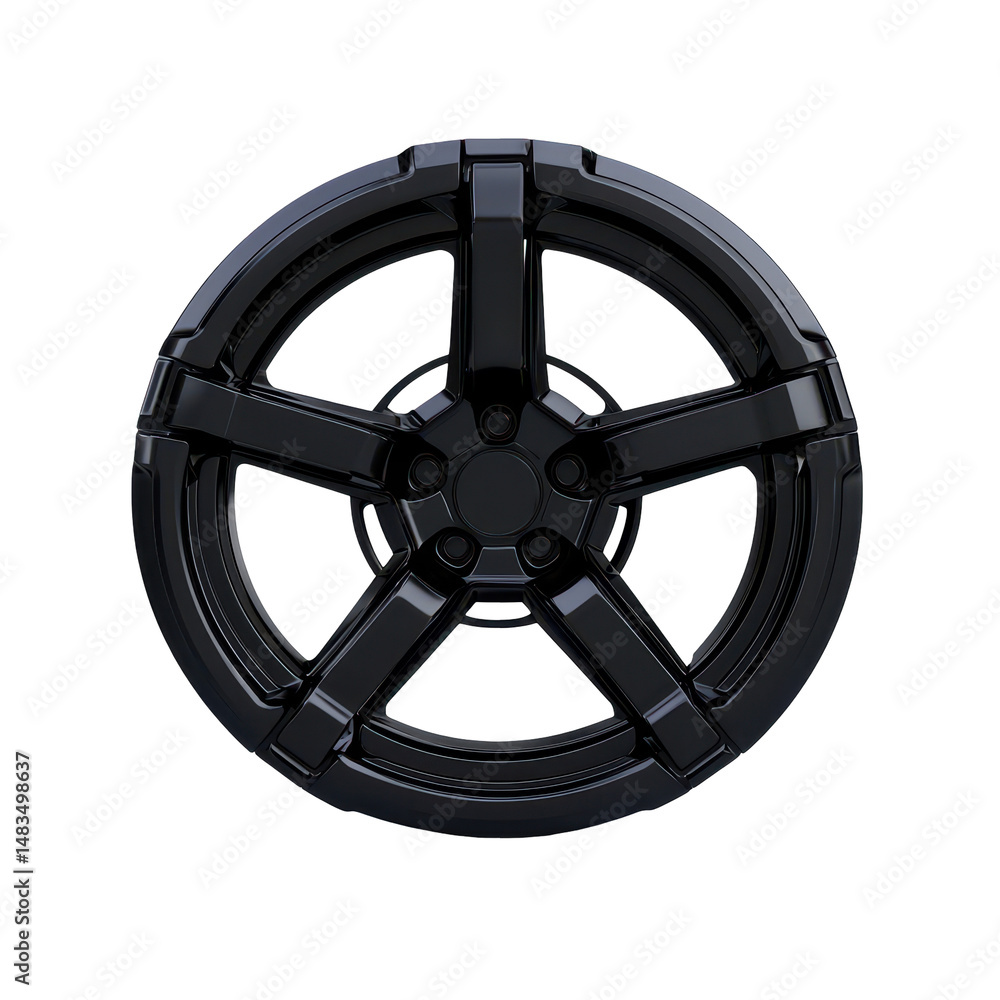 Obraz premium Set of artistic decorative wheel rim covers featuring futuristic textures and glossy detail, ideal for EV customization, on transparent background