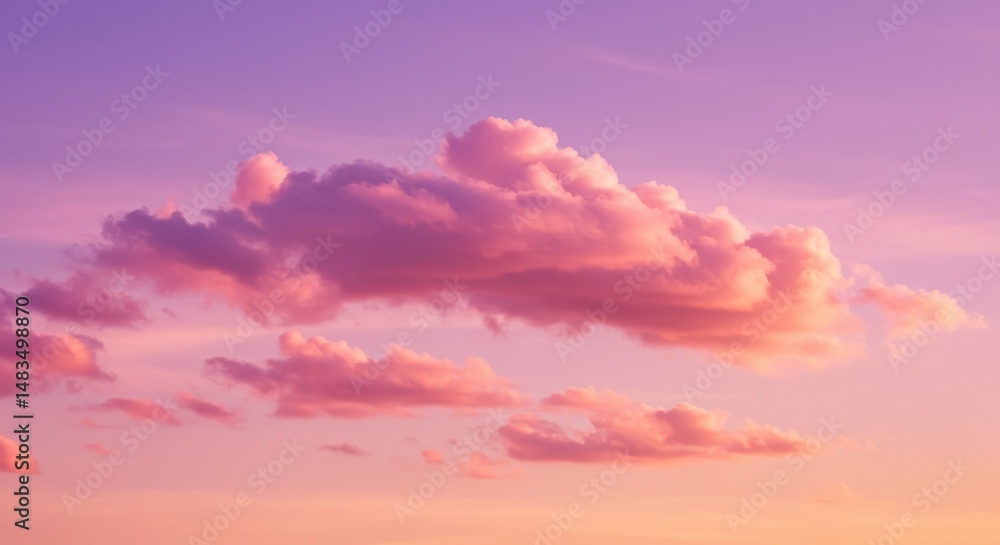 Obraz premium Pink Sunset Cloudscape Serene Evening Sky