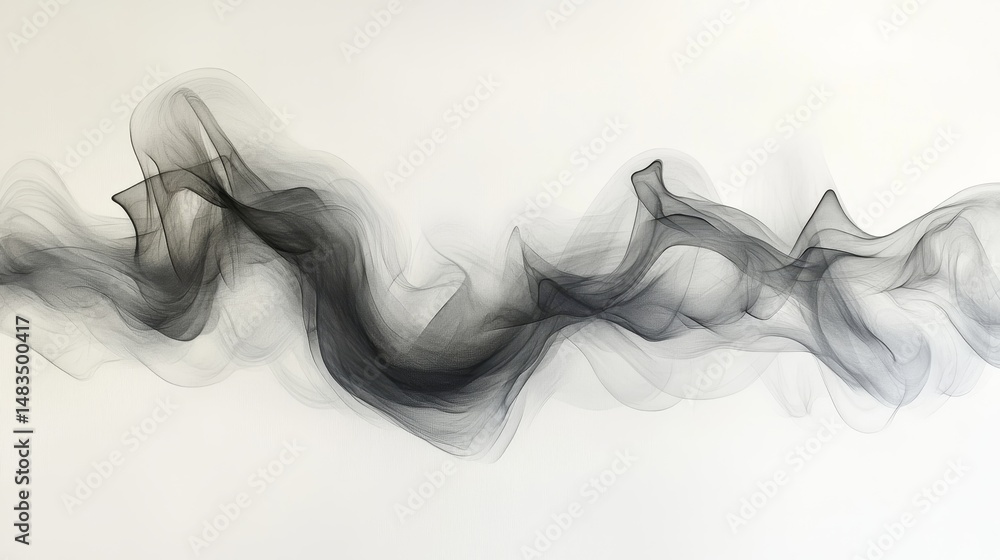 Fototapeta premium Abstract monochrome flowing forms on a white background.