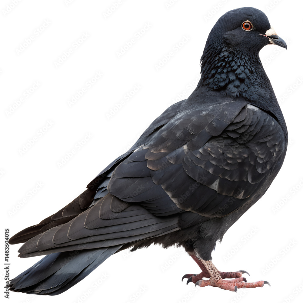 Fototapeta premium A Black pigeon isolated on white transparent background
