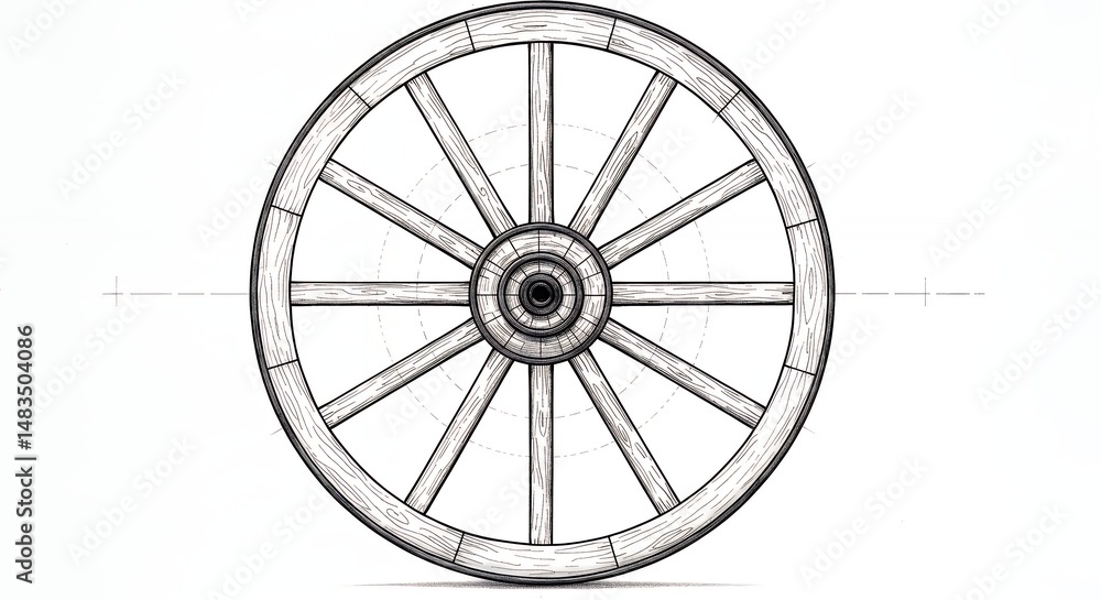 Fototapeta premium Classic wagon wheel illustration