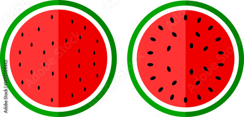 Watermelon icon set. cross section with seeds. melon symbol. Fresh and juicy watermelons. summer fruit symbol
