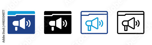 Megaphone icon sheet multiple style collection