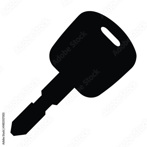 Simple Black Silhouette of a Car Key or Ignition Key