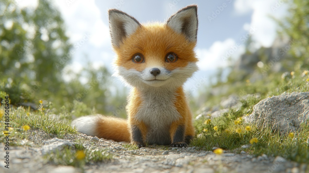 Obraz premium Cute fox in nature