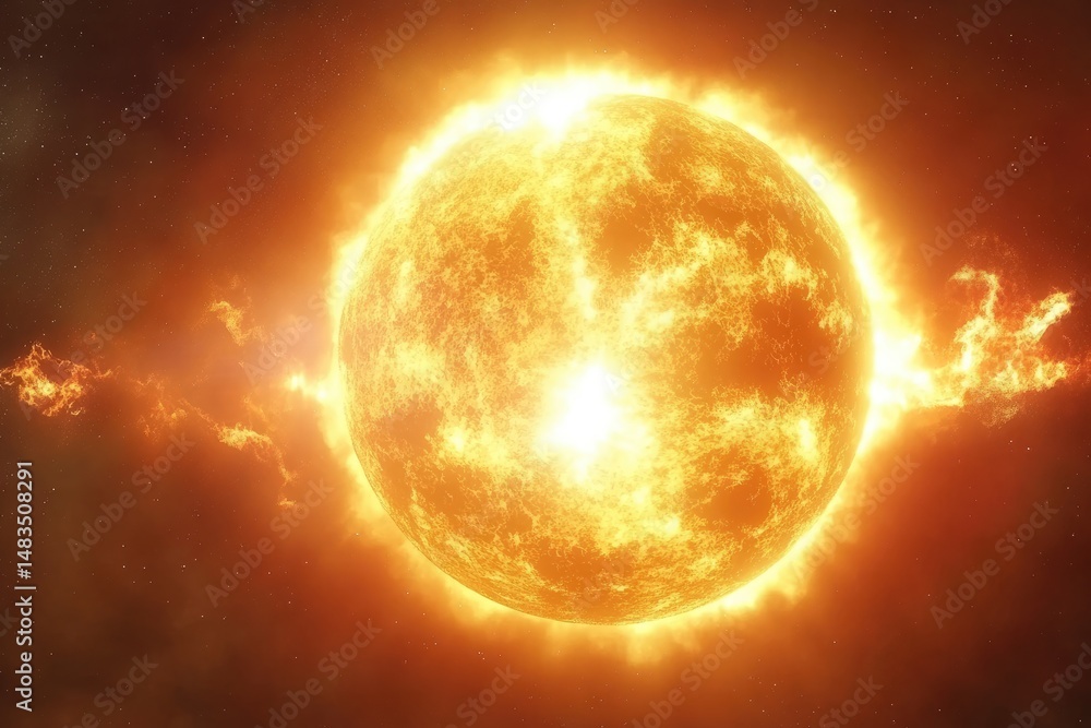 Obraz premium Fiery celestial orb in space