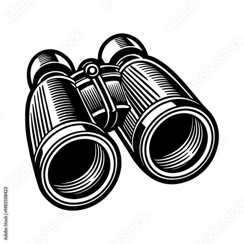 binocular field glasses flat silhouette vector