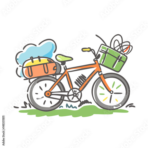 bikepacking with luggage icon, bikepacking with luggage vector illustration-simple illustration of bikepacking with luggage, perfect for bikepacking with luggage logos and icons