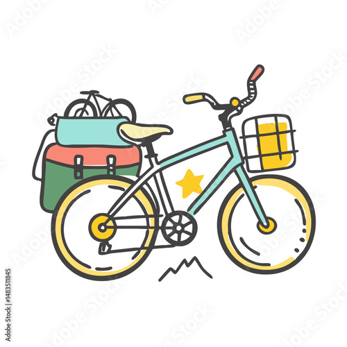 bikepacking with luggage icon, bikepacking with luggage vector illustration-simple illustration of bikepacking with luggage, perfect for bikepacking with luggage logos and icons