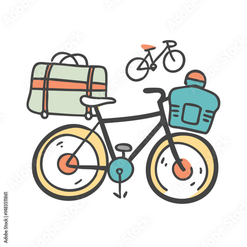 bikepacking with luggage icon, bikepacking with luggage vector illustration-simple illustration of bikepacking with luggage, perfect for bikepacking with luggage logos and icons