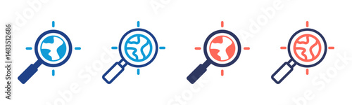 Magnifying Glass icon sheet multiple style collection