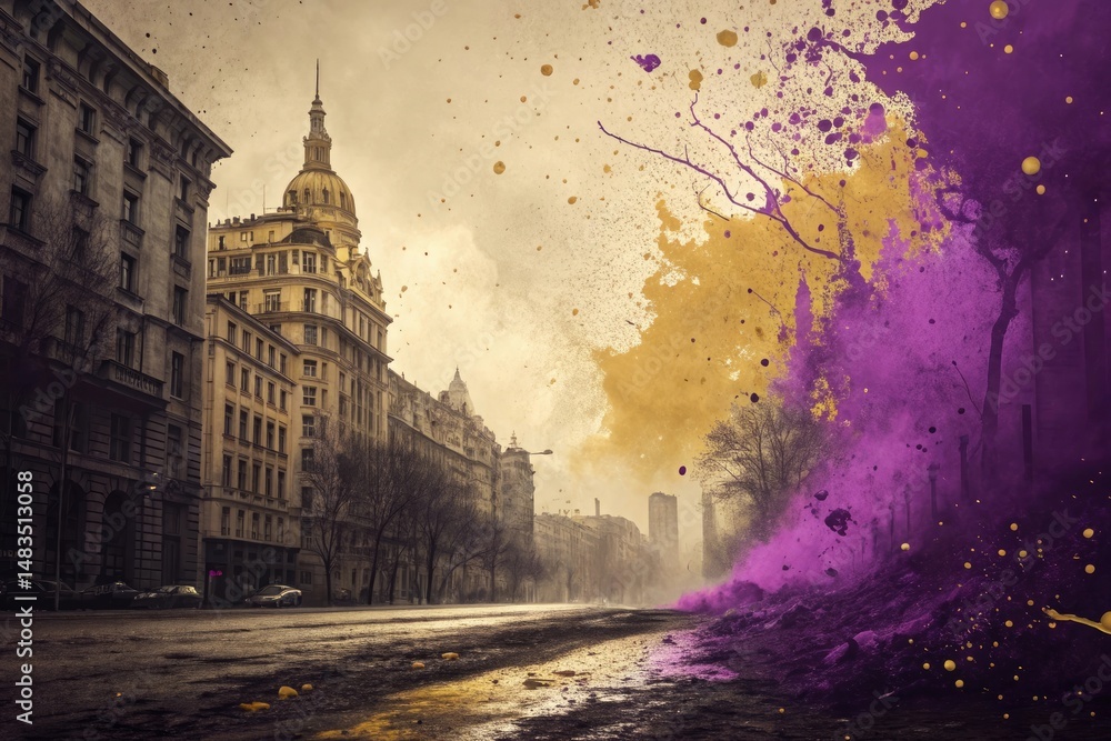 Fototapeta premium abstract grunge textured background purple gol 