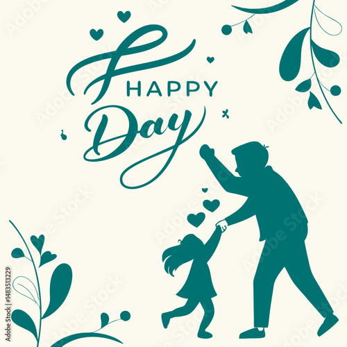 Father's Day Graphic: A loving father and child share a joyous moment, celebrating fatherhood with an affectionate embrace in a beautiful artistic design.