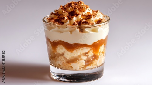 Delicate Budín de Pan with Caramel, Elegant Argentinian Bread Pudding, Clean Background