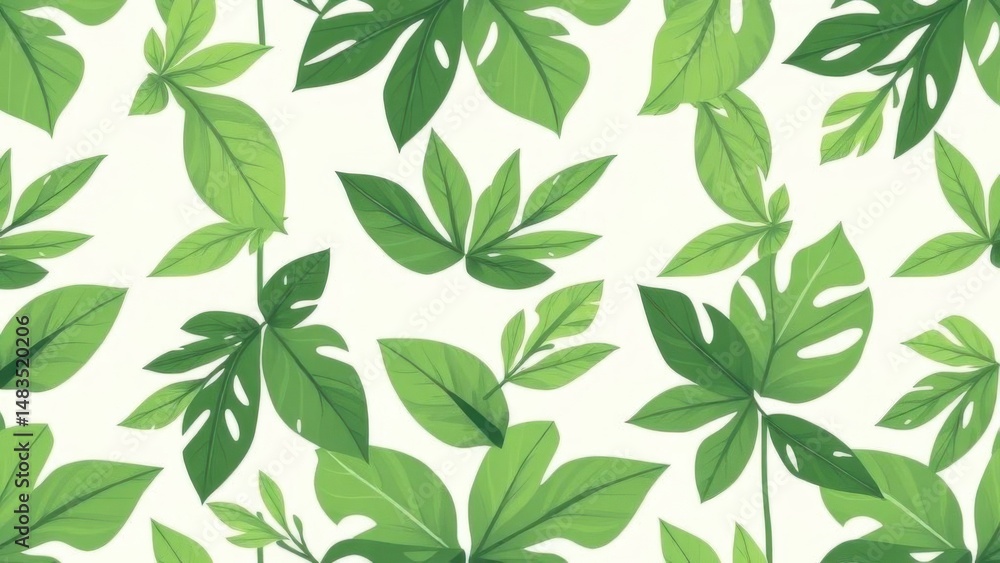 Fototapeta premium Tropical leaves pattern with subtle light shift