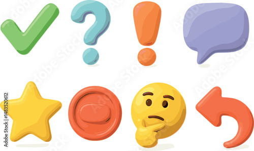 Feedback and communication icons set – 3d, symbols for messaging and interaction