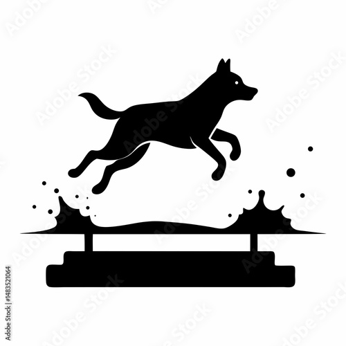 Dog Jumping into Lake Silhouette