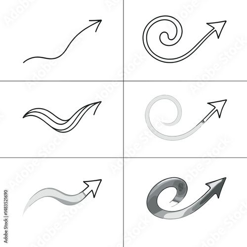 Abstract arrow icons set – outline, elegant and simple design elements