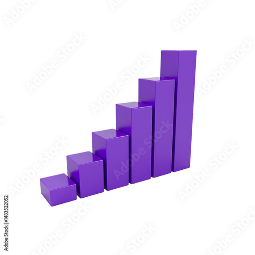 A purple bar graph showing an upward trend in a digital rendering isolated on transparent background Free Download A purple bar graph showing an upward trend in a digital rendering isolated on transparent background - GFXLoad