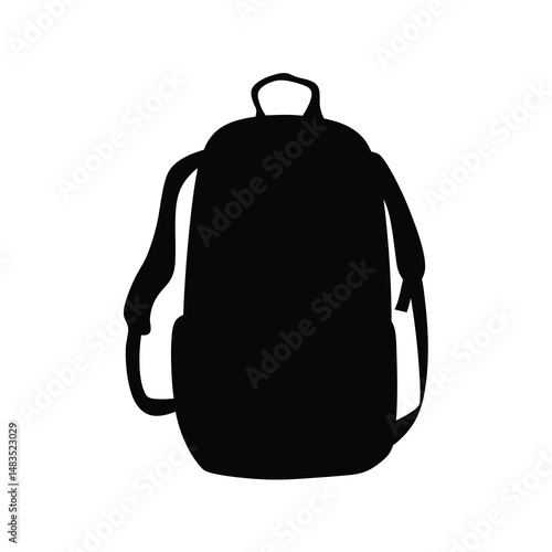 Black Backpack Silhouette Simple Design Vector Illustration Travel Bag School Bag