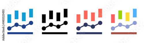 Statistics icon sheet multiple style collection