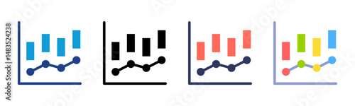 Statistics icon sheet multiple style collection