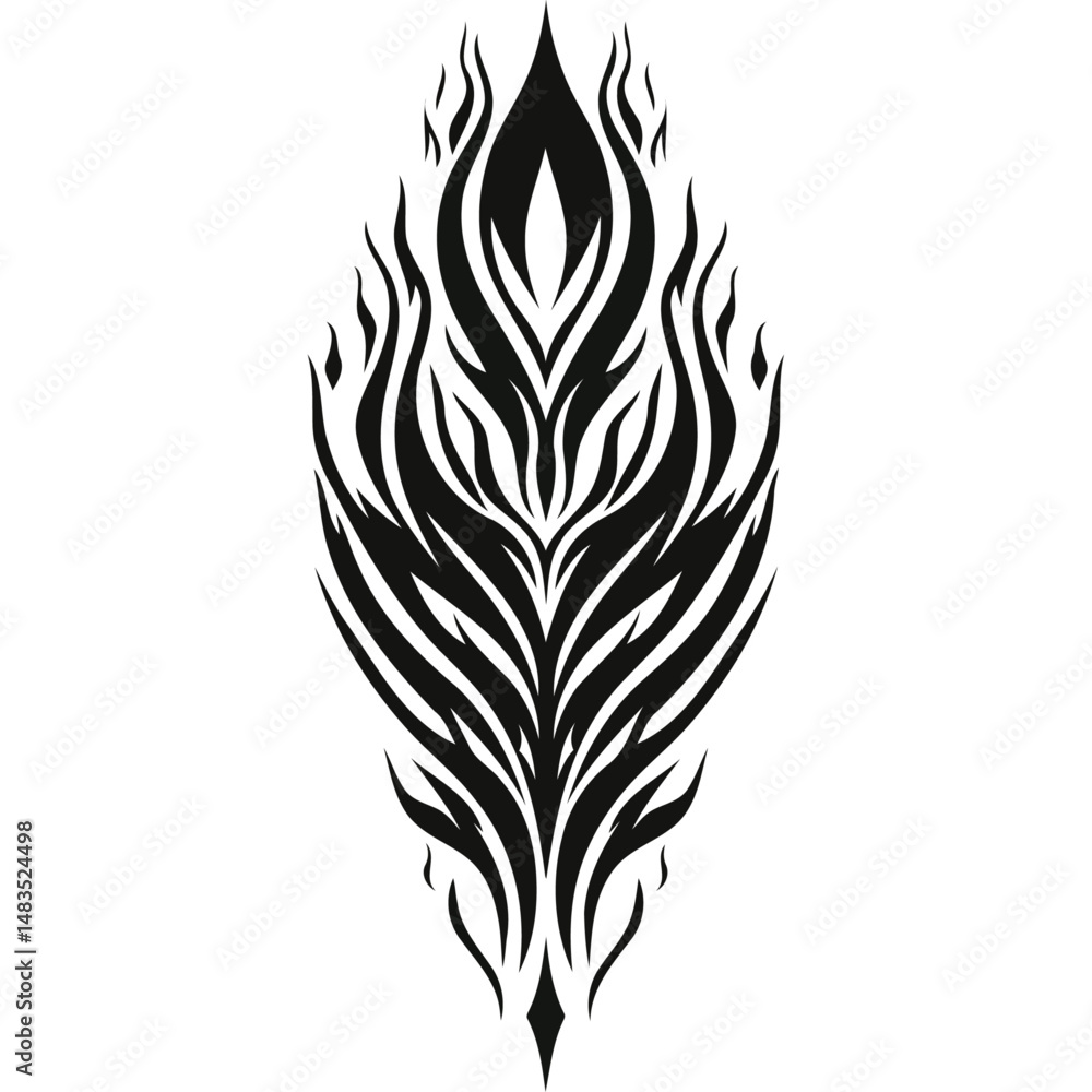 Obraz premium Symmetrical Black Tribal Flame Shape