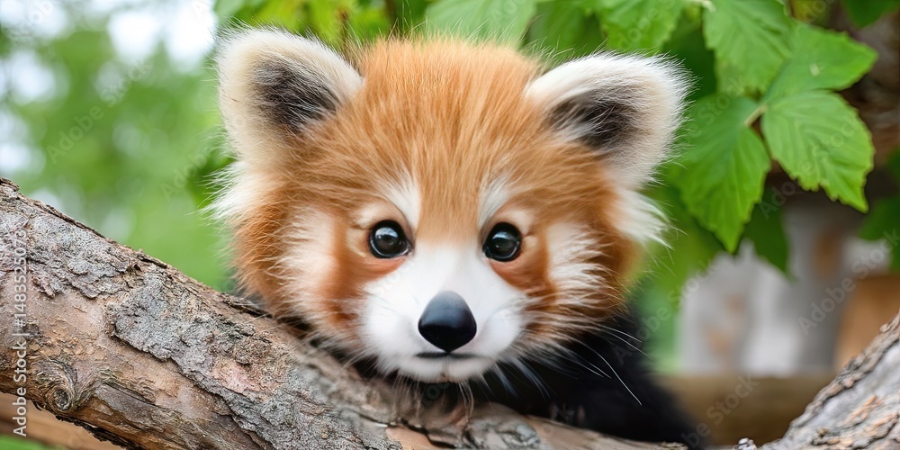 Fototapeta premium photo of playful baby red panda