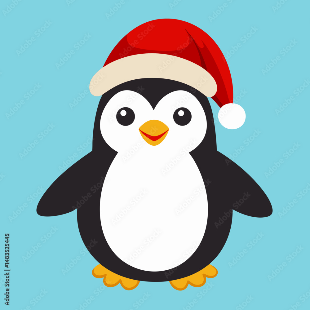 Obraz premium penguin with santa hat