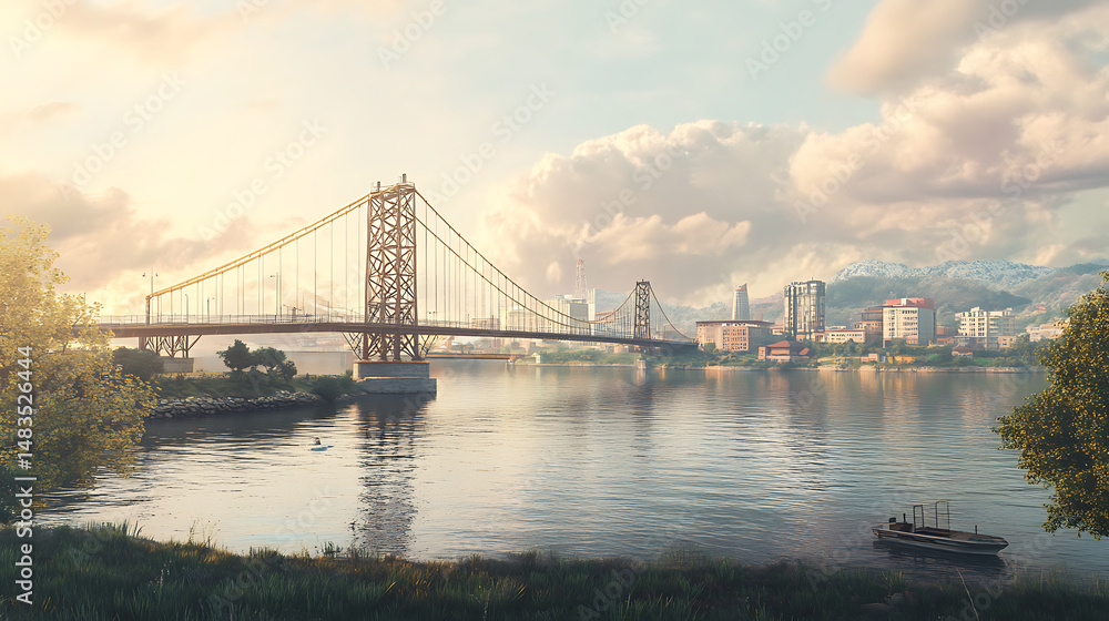 Naklejka premium Futuristic smart buildings glowing in dark high resolution picture