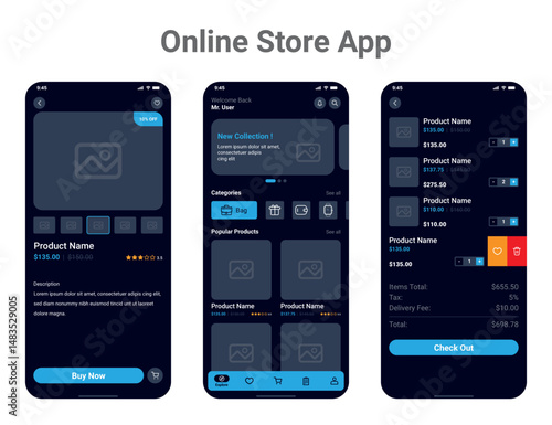 Ecommerce app user interface for android and ios.	