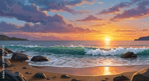 Sunset's Embrace: Coastal Serenity