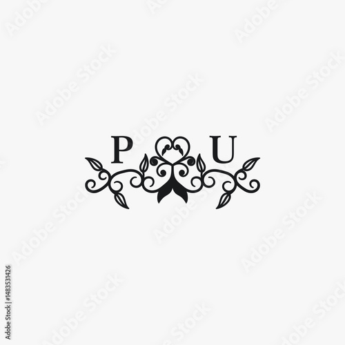 PU Initials Wedding Logo Vector Art  Icons  and Graphics