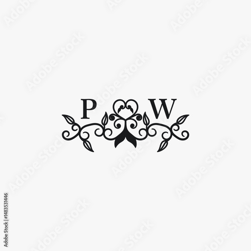 PW Initials Wedding Logo Vector Art  Icons  and Graphics