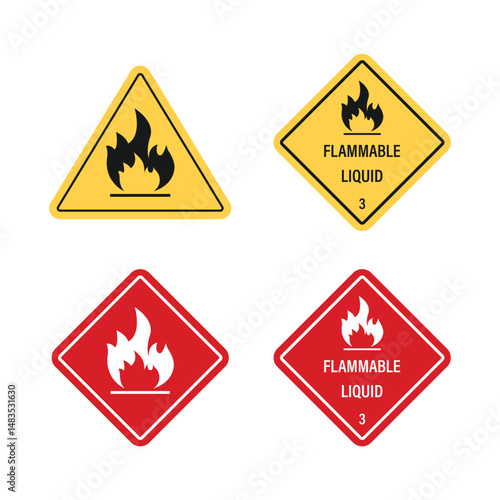 Flammable Liquid Sign. Icon Set Vector Design.
