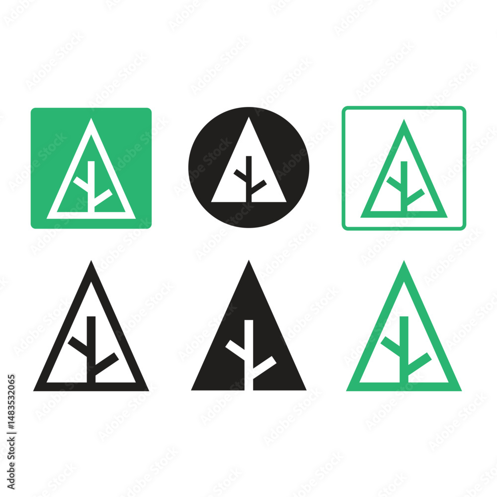 Flat Tree Icon Set Vector Design. Flat Tree Icon Set Vector Design.
