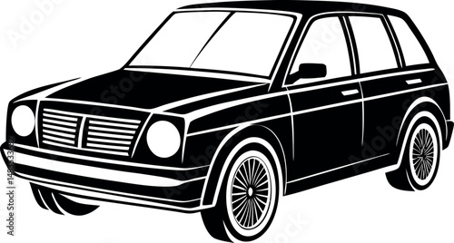 Classic Car Silhouette: A sleek black silhouette of a classic automobile against a clean background, highlighting its timeless design and iconic shape.