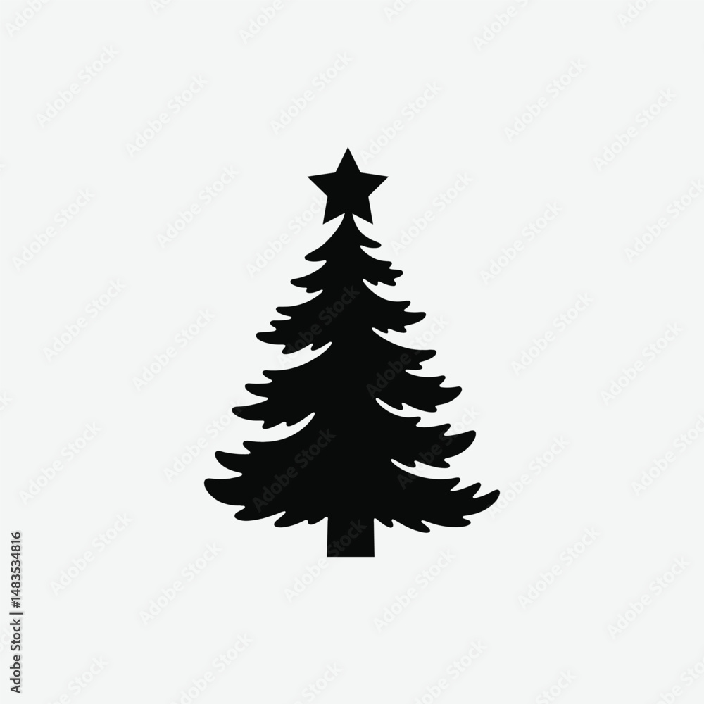 Obraz premium Christmas Tree Vector Silhouette - High-Quality Design