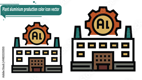  Plant aluminium production color icon vector