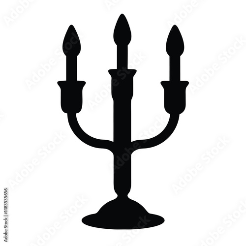 Elegant ThreeCandle Candelabra Silhouette Illustration Home Decor Tabletop Lighting Festive Symbol