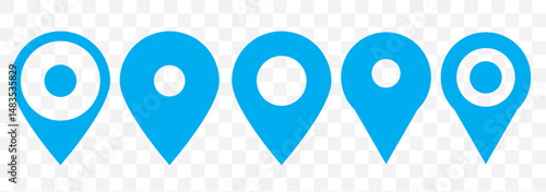 map pin vector logo template, locator icon in Blue color on Transparent Background. EPS 10.
