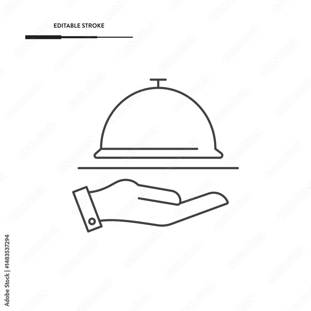 Fototapeta premium Waiter Serving Icon Vector Design.