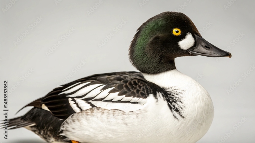 Fototapeta premium Common Goldeneye on studio background 