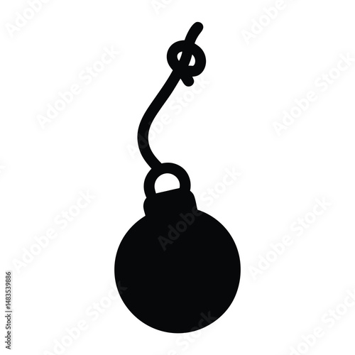 A Simple Black Silhouette of a Hanging Bomb Ornament Decoration