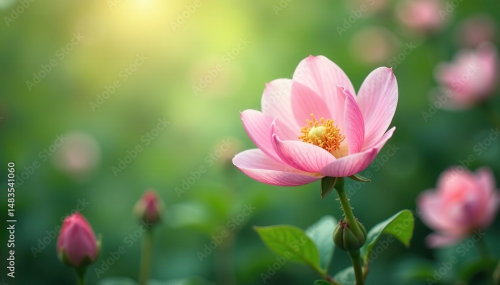 Delicate blush blooms amidst swirling greenery, soft focus, dreamy feel, spring, dreamy Delicate blush blooms amidst swirling greenery, soft focus, dreamy feel, spring, dreamy