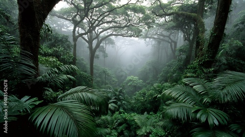 humid jungle basin filled with broadleaf plants